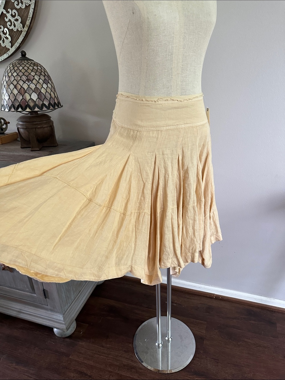 Anthropologie Linen Godet Midi Skirt - Picture 4 of 11